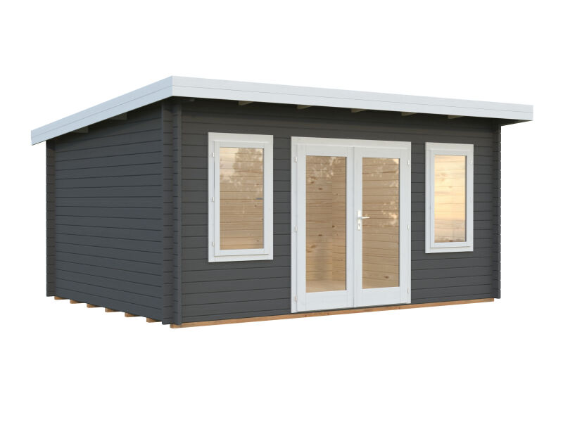 Gartenhaus LISA 14,2 m2; 470x350cm; 44mm Bohlen; ISO; inkl. Fußboden, naturbelassen