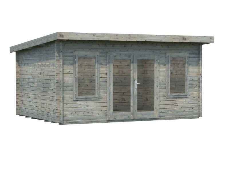 Gartenhaus LISA 14,2 m2; 470x350cm; 44mm Bohlen; ISO; inkl. Fußboden, naturbelassen