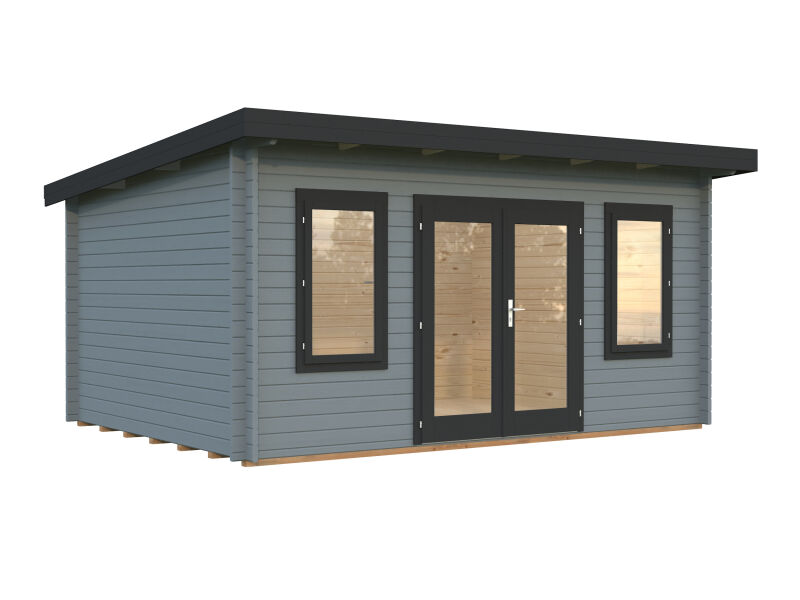 Gartenhaus LISA 14,2 m2; 470x350cm; 44mm Bohlen; ISO; inkl. Fußboden, naturbelassen