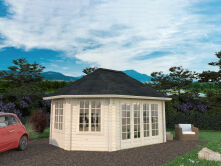 Palmako Pavillon HANNA 20,3 m² - 571x421 cm, 44 mm, ISO, inkl. Fußboden 19 mm, naturbelassen