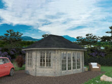 Palmako Pavillon HANNA 20,3 m² - 571x421 cm, 44 mm, ISO, inkl. Fußboden 19 mm, naturbelassen