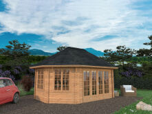 Palmako Pavillon HANNA 20,3 m² - 571x421 cm, 44 mm, ISO, inkl. Fußboden 19 mm, naturbelassen