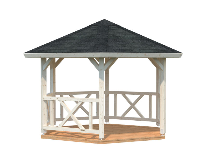 Palmako Pavillon BETTY 9,9 m² - 337x337 cm, 12x12 cm Leimholz-Pfosten, naturbelassen
