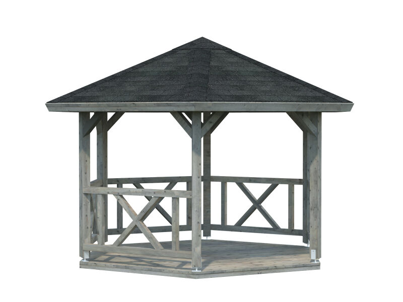Palmako Pavillon BETTY 9,9 m² - 337x337 cm, 12x12 cm Leimholz-Pfosten, naturbelassen