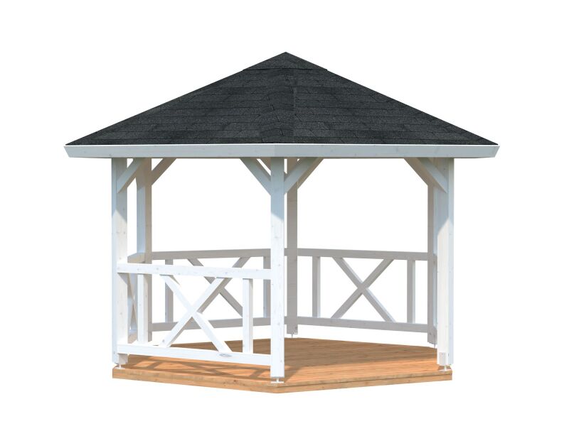 Palmako Pavillon BETTY 9,9 m² - 337x337 cm, 12x12 cm Leimholz-Pfosten, naturbelassen