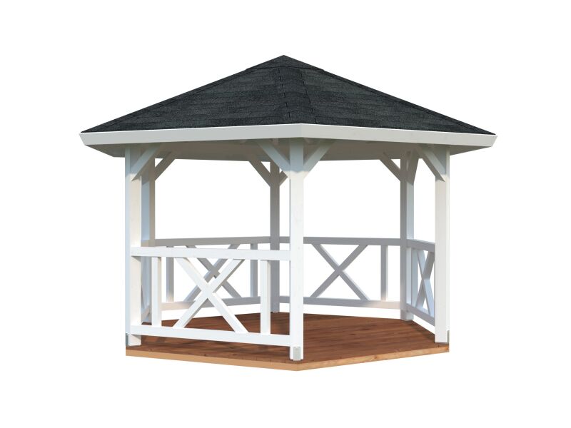 Palmako Pavillon BETTY 9,9 m² - 337x337 cm, 12x12 cm Leimholz-Pfosten, naturbelassen