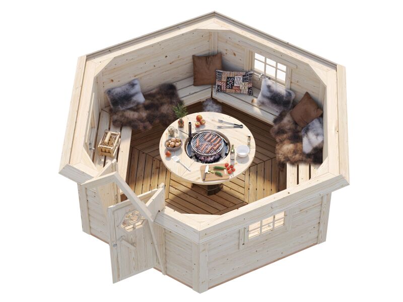Palmako Grillkota EVA 8,7 m²  Ø 326 cm ISO, 44 mm, Iinkl. Fußboden, naturbelassen
