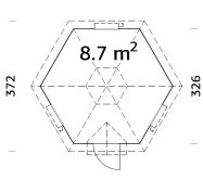 Palmako Grillkota EVA 8,7 m²  Ø 326 cm ISO, 44 mm, Iinkl. Fußboden, naturbelassen