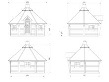 Palmako Grillkota EVA 8,7 m²  Ø 326 cm ISO, 44 mm, Iinkl. Fußboden, naturbelassen