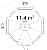 Palmako Grillkota EVA 11,4 m²  Ø 379 cm, ISO, 44 mm, inkl. Fußboden, naturbelassen