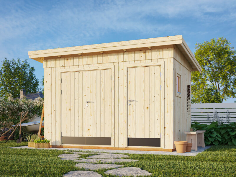 Palmako Gerätehaus KALLE 6,6 m²  344x221 cm, 18+70 mm, inkl. Fußboden, naturbelassen