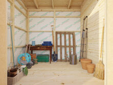 Palmako Gerätehaus KALLE 6,6 m²  344x221 cm, 18+70 mm, inkl. Fußboden, naturbelassen