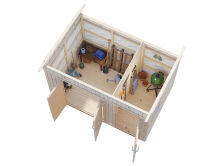 Palmako Gerätehaus KALLE 6,6 m²  344x221 cm, 18+70 mm, inkl. Fußboden, naturbelassen