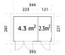 Palmako Gerätehaus KALLE 6,6 m²  344x221 cm, 18+70 mm, inkl. Fußboden, naturbelassen