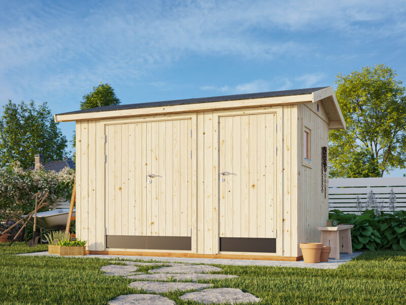 Palmako Gerätehaus OLAF 6,6 m²  344x221 cm, 18+70 mm, ink. Fußboden, naturbelassen