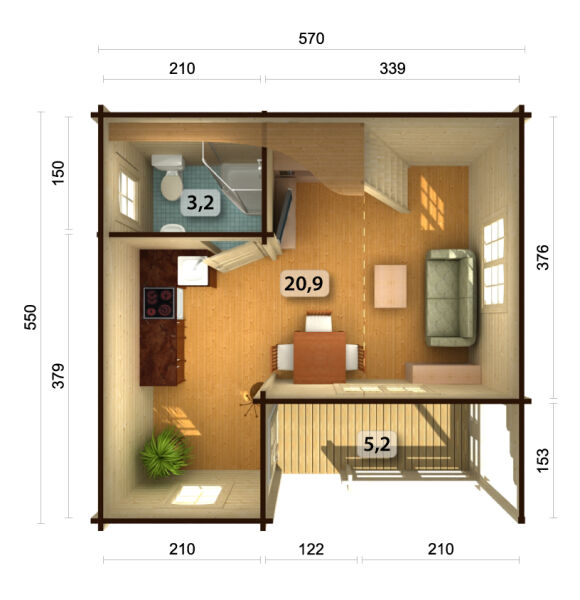 Ferienhaus EMILY 40,1+5,2 m2