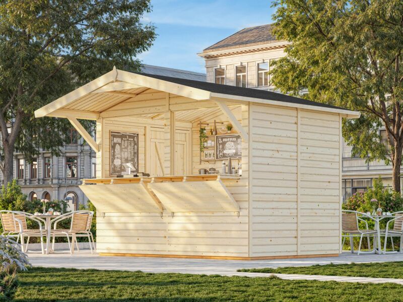 Palmako Marktstand/Verkaufsstand Stella 5,0 m²  273x190 cm, 16+32 mm, naturbelassen