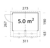 Palmako Marktstand/Verkaufsstand Stella 5,0 m²  273x190 cm, 16+32 mm, naturbelassen