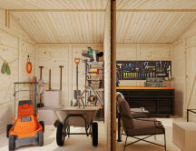 Palmako Gerätehaus DAN 9,9 m²  273x370 cm, 16 mm, inkl. Fußboden, naturbelassen