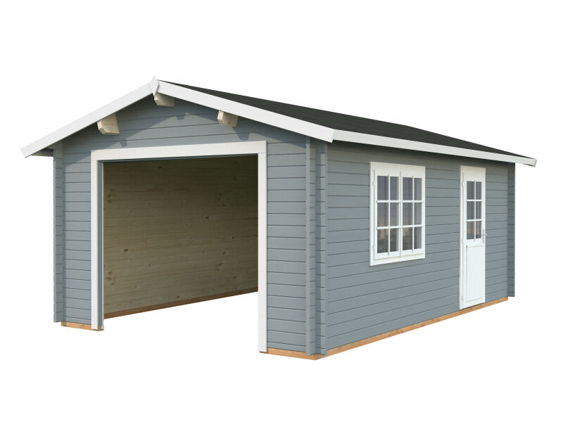 Palmako Garage ROGER 19,0 m² 44 mm 360x550 cm - ohne Tor, naturbelassen