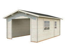 Palmako Garage ROGER 19,0 m² 44 mm 360x550 cm - ohne Tor, naturbelassen
