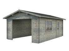 Palmako Garage ROGER 19,0 m² 44 mm 360x550 cm - ohne Tor, naturbelassen