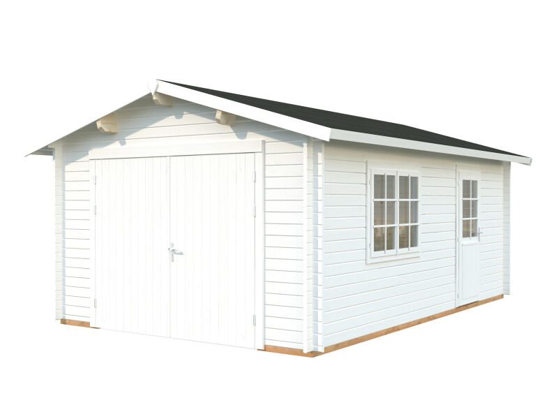 Palmako Garage ROGER 19,0 m² 44 mm 360x550 cm - mit Holztor, naturbelassen