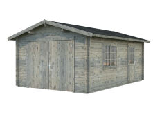 Palmako Garage ROGER 19,0 m² 44 mm 360x550 cm - mit Holztor, naturbelassen