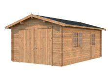 Palmako Garage ROGER 19,0 m² 44 mm 360x550 cm - mit Holztor, naturbelassen