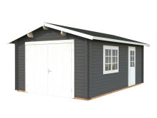 Palmako Garage ROGER 19,0 m² 44 mm 360x550 cm - mit Holztor, naturbelassen
