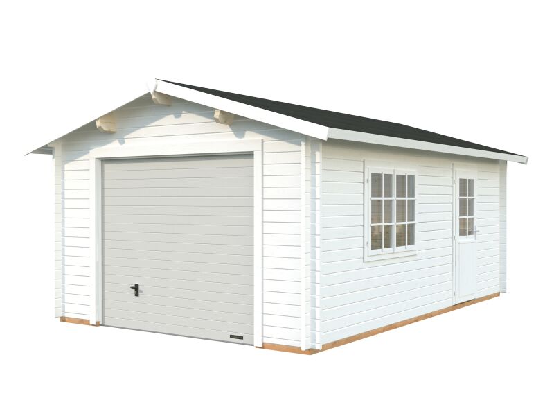 Palmako Garage ROGER 19,0 m² 44 mm 360x550 cm - mit Sektionaltor, naturbelassen