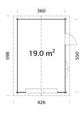Palmako Garage ROGER 19,0 m² 44 mm 360x550 cm - mit Sektionaltor, naturbelassen