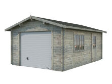 Palmako Garage ROGER 19,0 m² 44 mm 360x550 cm - mit Sektionaltor, naturbelassen