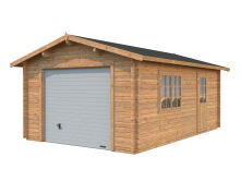 Palmako Garage ROGER 19,0 m² 44 mm 360x550 cm - mit Sektionaltor, naturbelassen