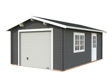Palmako Garage ROGER 19,0 m² 44 mm 360x550 cm - mit Sektionaltor, naturbelassen