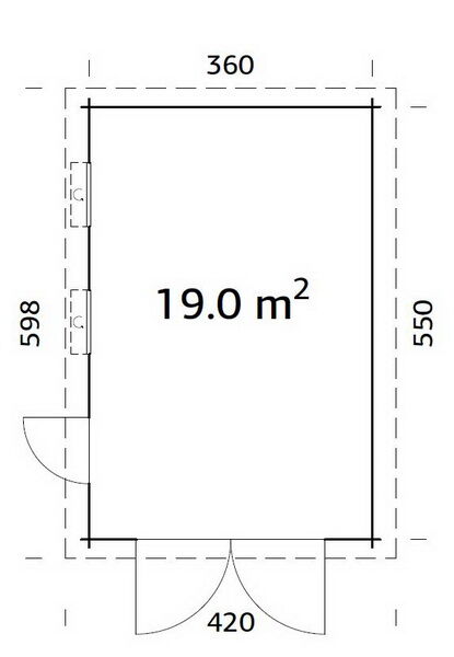 Garage RASMUS 19,0 m2 mit Holztor