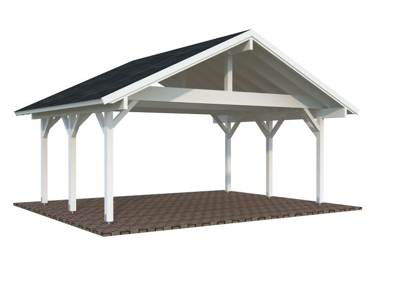 Palmako Doppelcarport ROBERT 20,6 m²  555x372 cm, 12x12 Pfosten, naturbelassen