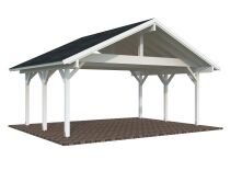 Palmako Doppelcarport ROBERT 20,6 m²  555x372 cm, 12x12 Pfosten, naturbelassen