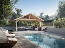 Palmako Doppelcarport ROBERT 20,6 m²  555x372 cm, 12x12 Pfosten, naturbelassen