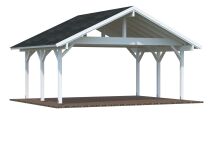 Palmako Doppelcarport ROBERT 20,6 m²  555x372 cm, 12x12 Pfosten, naturbelassen