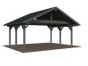 Palmako Doppelcarport ROBERT 20,6 m²  555x372 cm, 12x12 Pfosten, naturbelassen