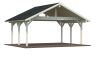 Palmako Doppelcarport ROBERT 20,6 m²  555x372 cm, 12x12 Pfosten, naturbelassen