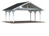 Palmako Doppelcarport ROBERT 20,6 m²  555x372 cm, 12x12 Pfosten, naturbelassen