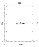 Palmako Carport KARL 40,6 m² - 555x732 cm, Leimholz-Pfosten 12x12 cm, natur