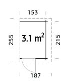 Palmako Anbauschuppen 150x215 cm, 28 mm, naturbelassen