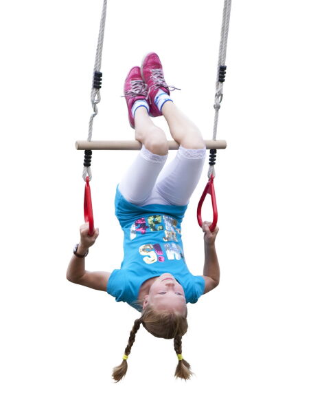 Multi-Play Holztrapez mit Kunststoffringen, rot