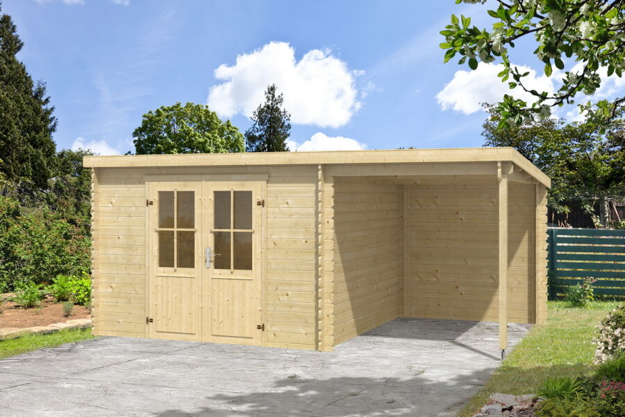 Gartenhaus TAMPA/Topgarden 2976; 292x501 cm (L); 28mm Blockbohlen; 200 cm Schleppdach