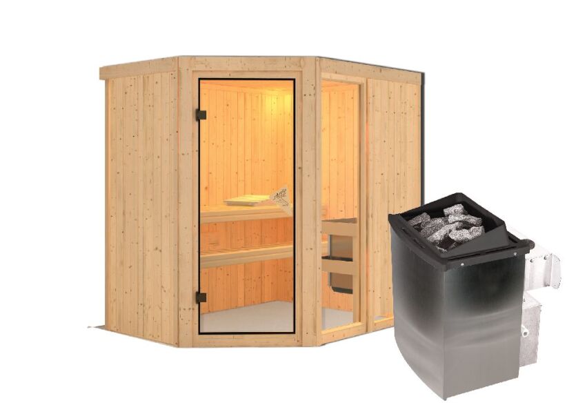 Sauna FIONA 1 / kein Kranz / Ofen 9 kW integr. Strg