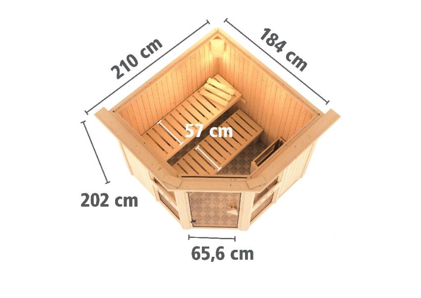Sauna AMELIA 1 / mit Kranz / ohne Ofen