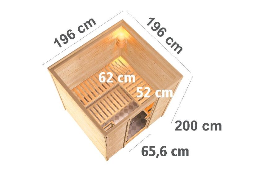 Sauna MOJAVE / kein Kranz / Ofen 9 KW externe Strg easy